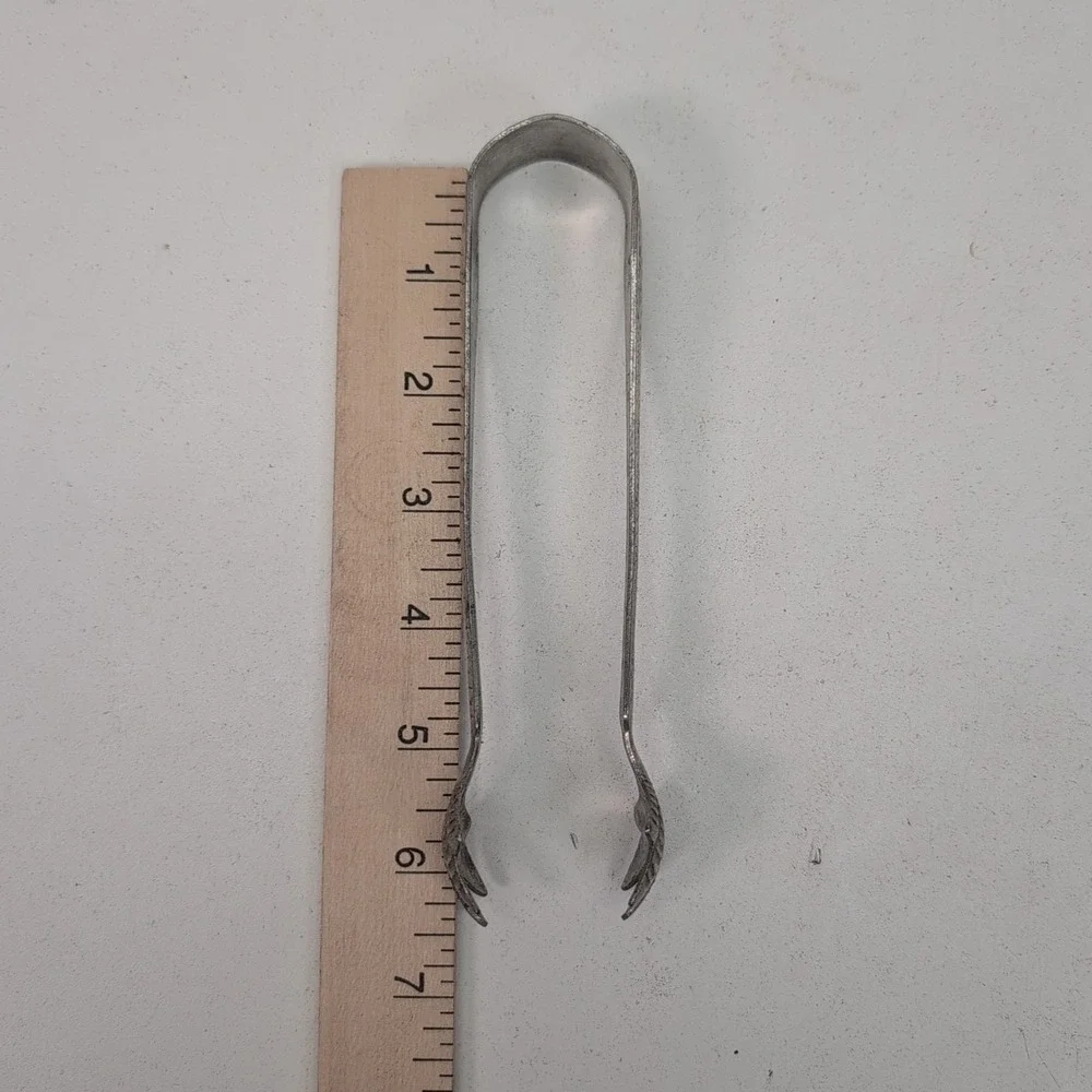 ANTIQUE HAMMERED STAINLESS CHICKEN CLAW ICE SUGAR CUBE TONGS 6.5 Inch Vintage
